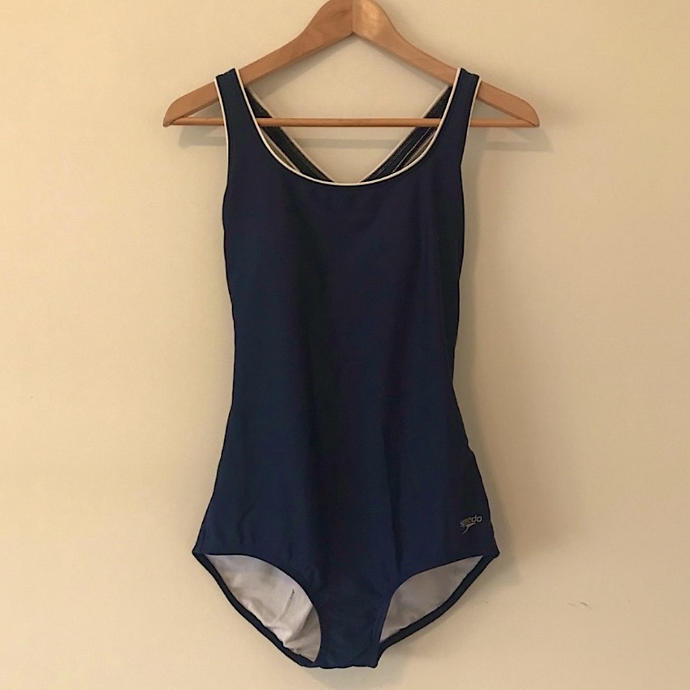 Speedo Racerback One Piece Swimsuit Size Medium Navy